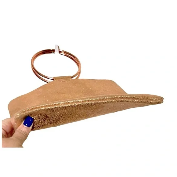 Thatcher Italian Leather Le Pouch Bag Rose Gold - Picture 2 of 6